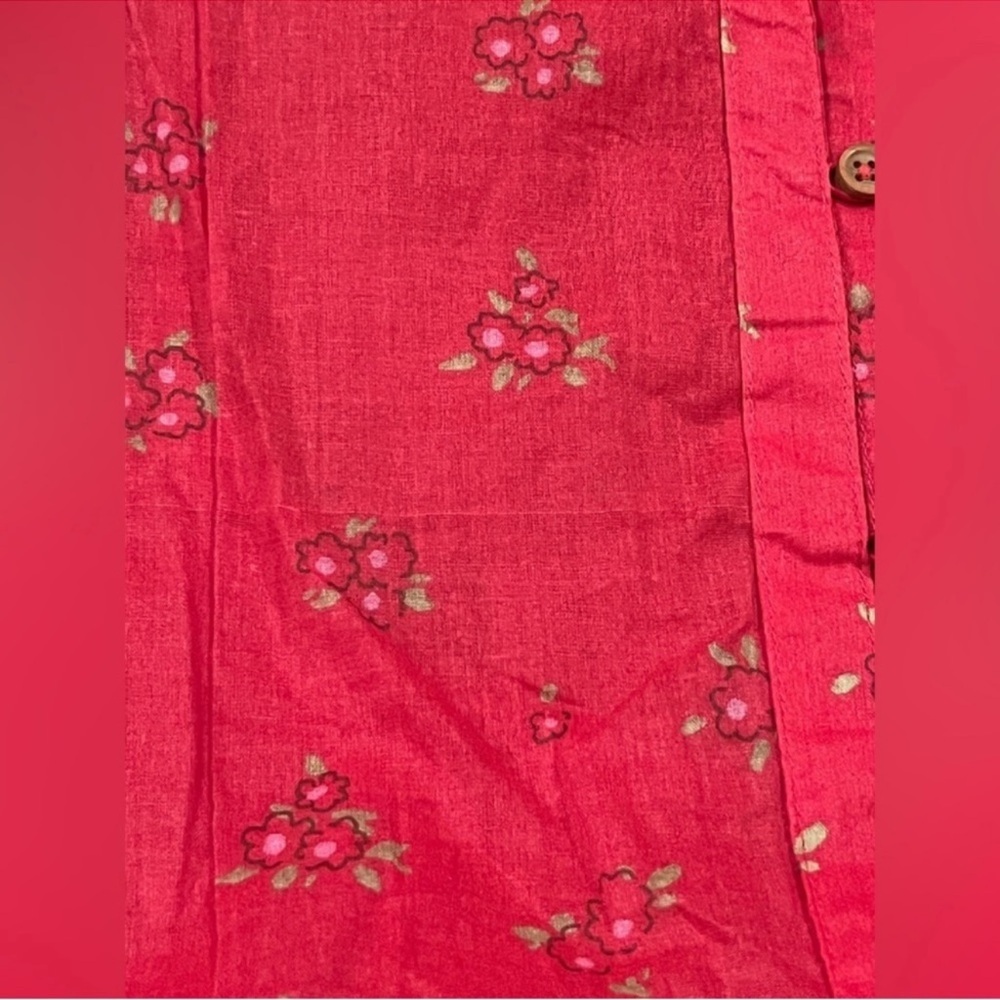 Free People Red Floral Button-Down Dress - Picture 5 of 6